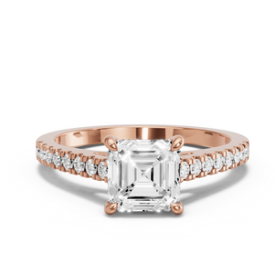 Image for Asscher Hidden Halo Ring with Cathedral Pave band