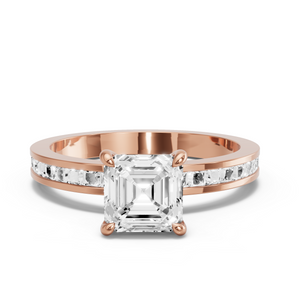 Image for Asscher Hidden Halo Ring with Channel band