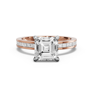Image for Asscher Hidden Halo Ring with Channel band