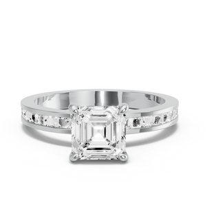 Image for Asscher Hidden Halo Ring with Channel band