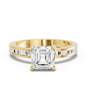 Image for Asscher Hidden Halo Ring with Channel band