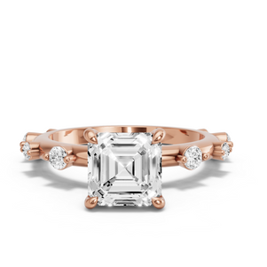 Image for Asscher Hidden Halo Ring with Floating Station band