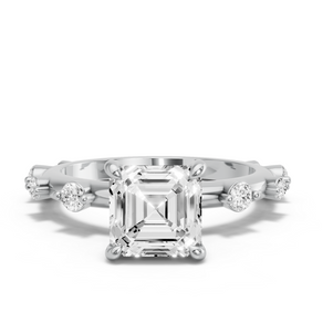 Image for Asscher Hidden Halo Ring with Floating Station band