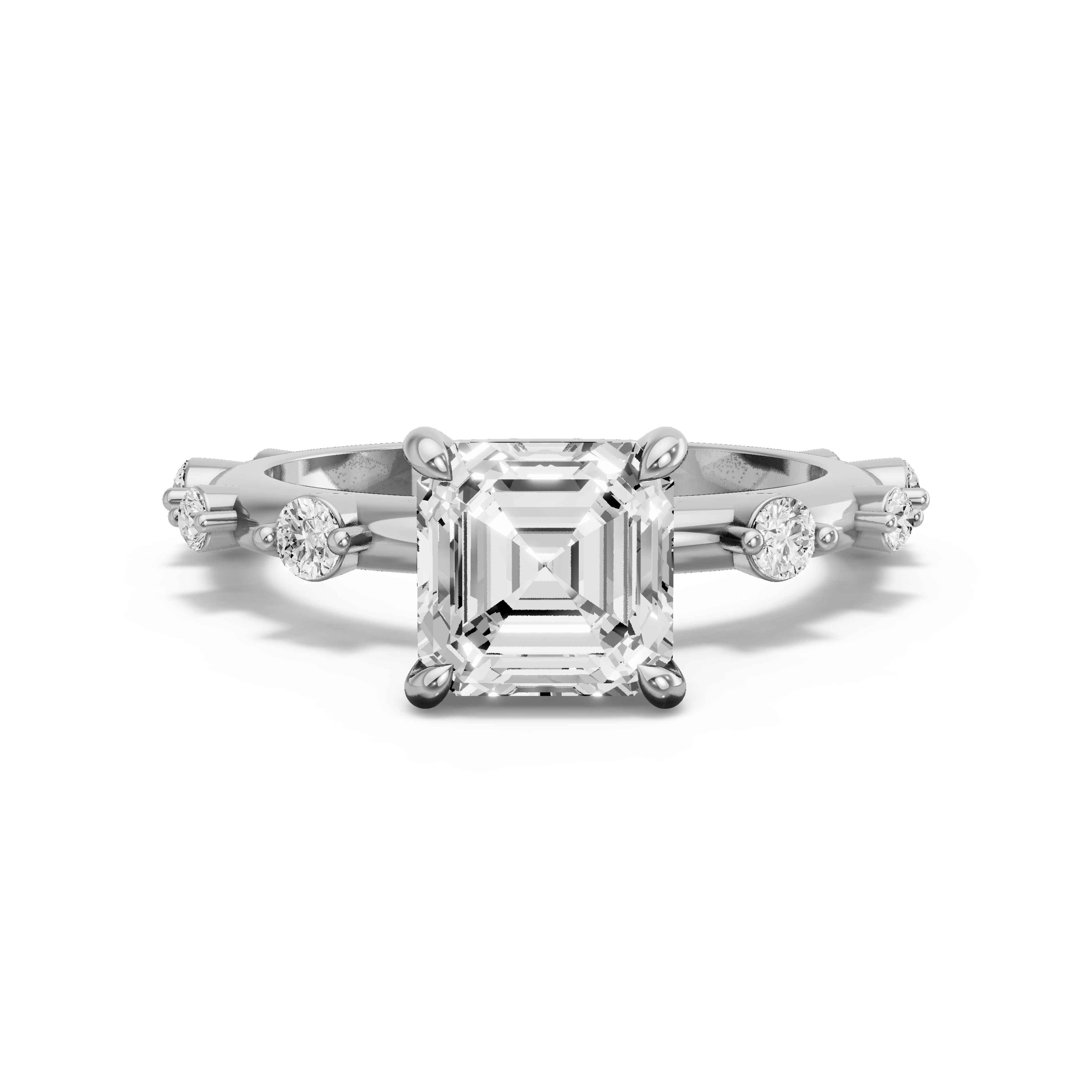 Image for Asscher Hidden Halo Ring with Floating Station band in 10K Two Tone Rose Gold