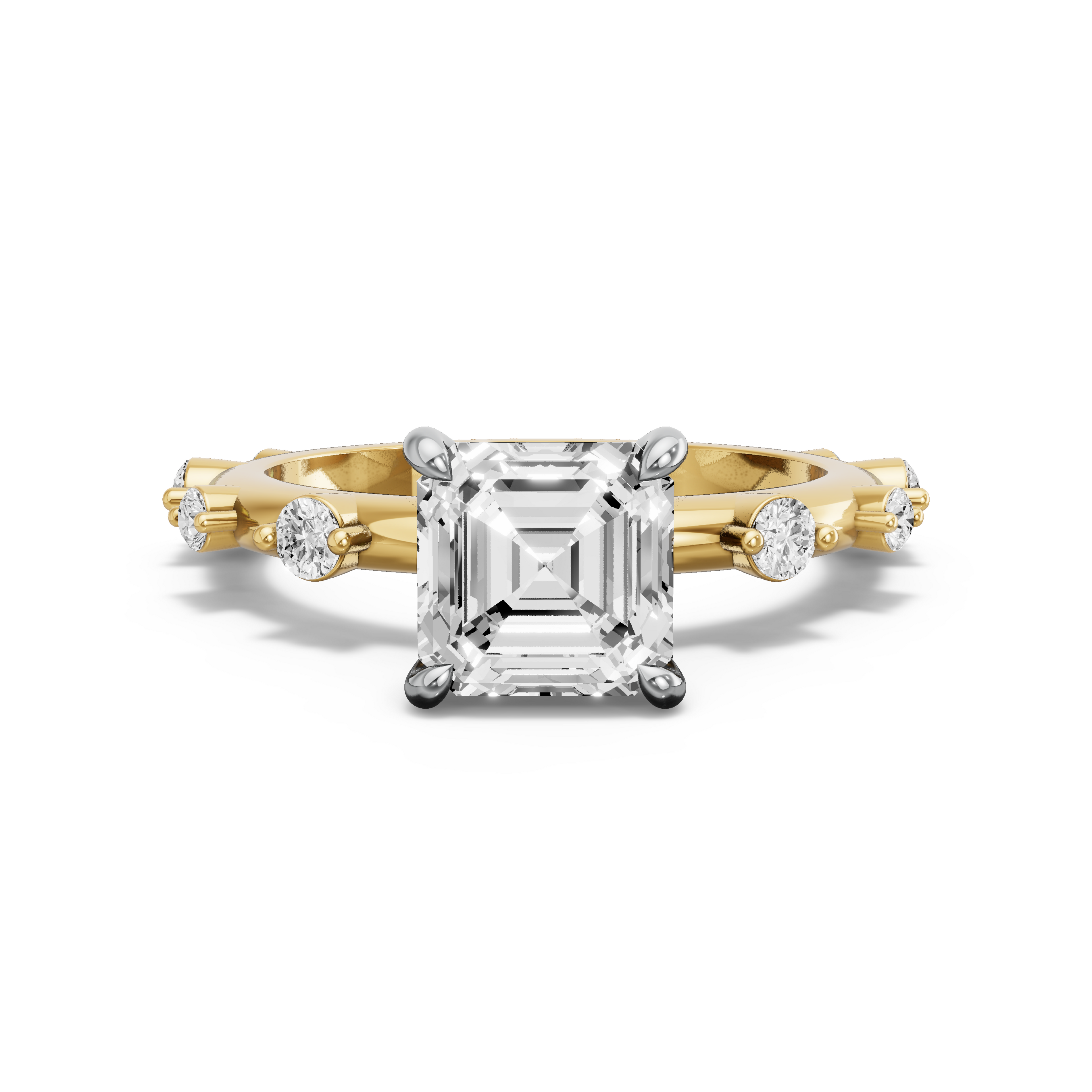 Image for Asscher Hidden Halo Ring with Floating Station band in 14K Rose Gold