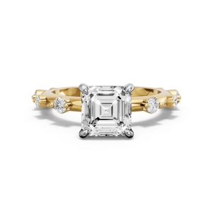 Image for Asscher Hidden Halo Ring with Floating Station band