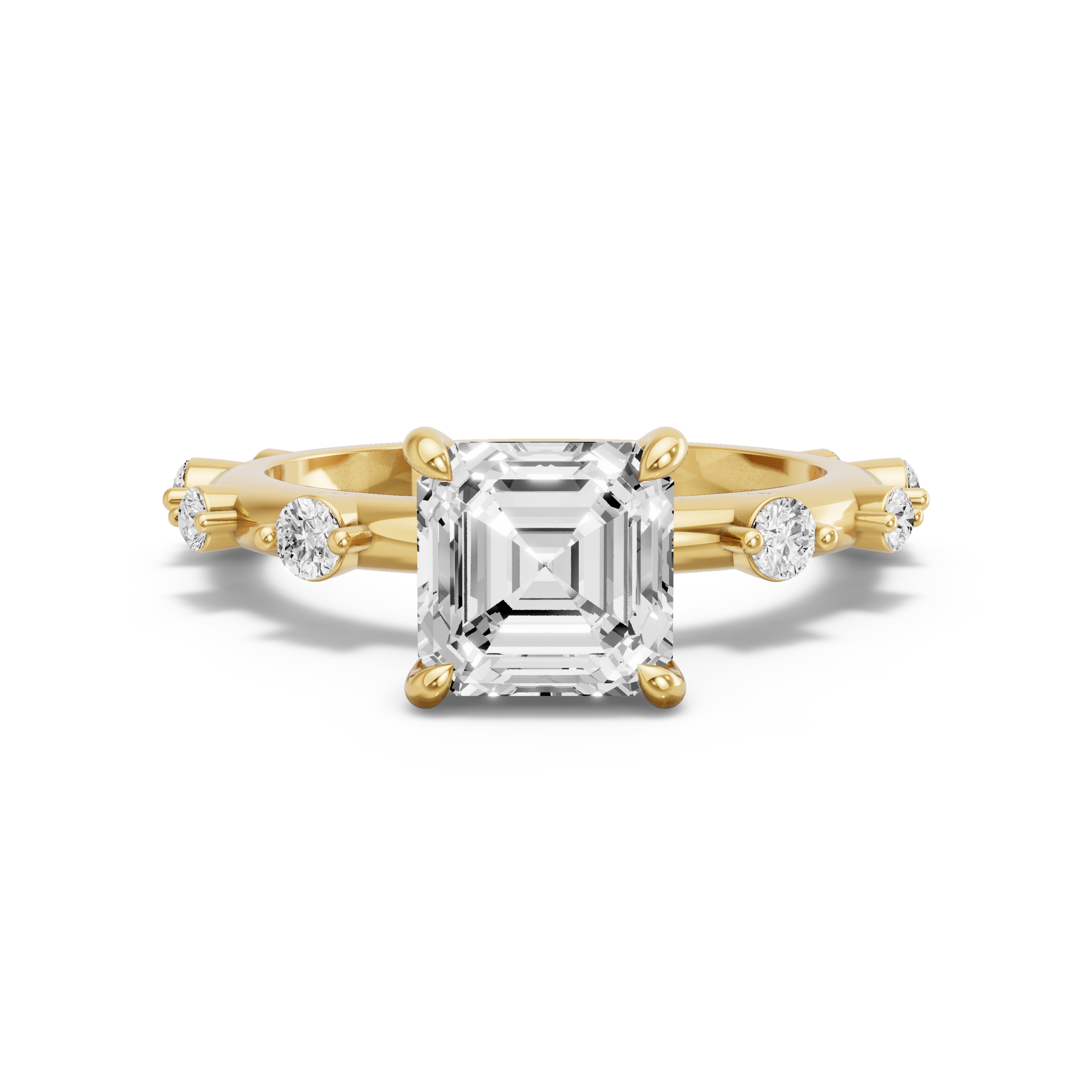Image for Asscher Hidden Halo Ring with Floating Station band in 14K White Gold