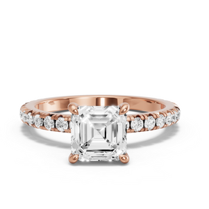 Image for Asscher Hidden Halo Ring with French Pave band