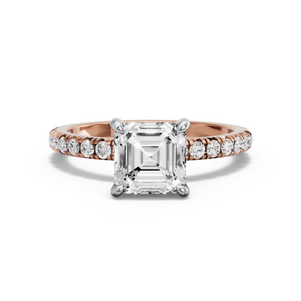 Image for Asscher Hidden Halo Ring with French Pave band