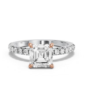 Image for Asscher Hidden Halo Ring with French Pave band