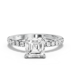 Image for Asscher Hidden Halo Ring with French Pave band