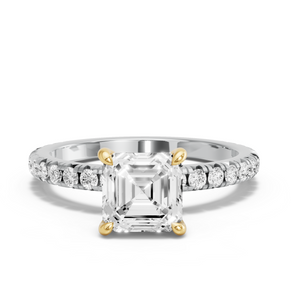 Image for Asscher Hidden Halo Ring with French Pave band