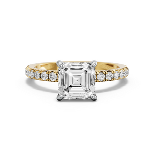 Image for Asscher Hidden Halo Ring with French Pave band