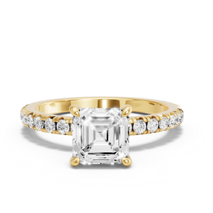 Image for Asscher Hidden Halo Ring with French Pave band
