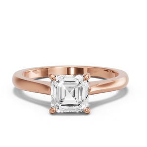 Image for Asscher Hidden Halo Ring with Knife Edge Cathedral band
