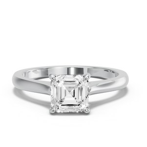 Image for Asscher Hidden Halo Ring with Knife Edge Cathedral band