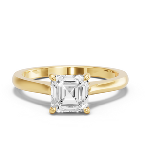 Image for Asscher Hidden Halo Ring with Knife Edge Cathedral band