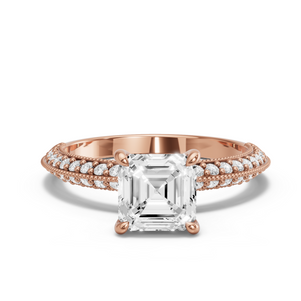 Image for Asscher Hidden Halo Ring with Knife Edge Pave band