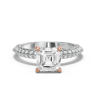Image for Asscher Hidden Halo Ring with Knife Edge Pave band