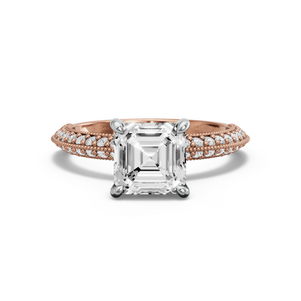 Image for Asscher Hidden Halo Ring with Knife Edge Pave band