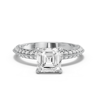 Image for Asscher Hidden Halo Ring with Knife Edge Pave band
