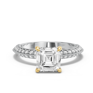 Image for Asscher Hidden Halo Ring with Knife Edge Pave band