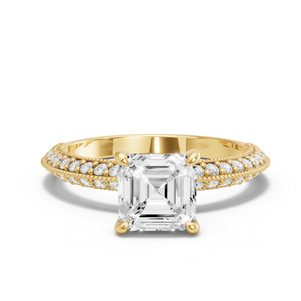 Image for Asscher Hidden Halo Ring with Knife Edge Pave band
