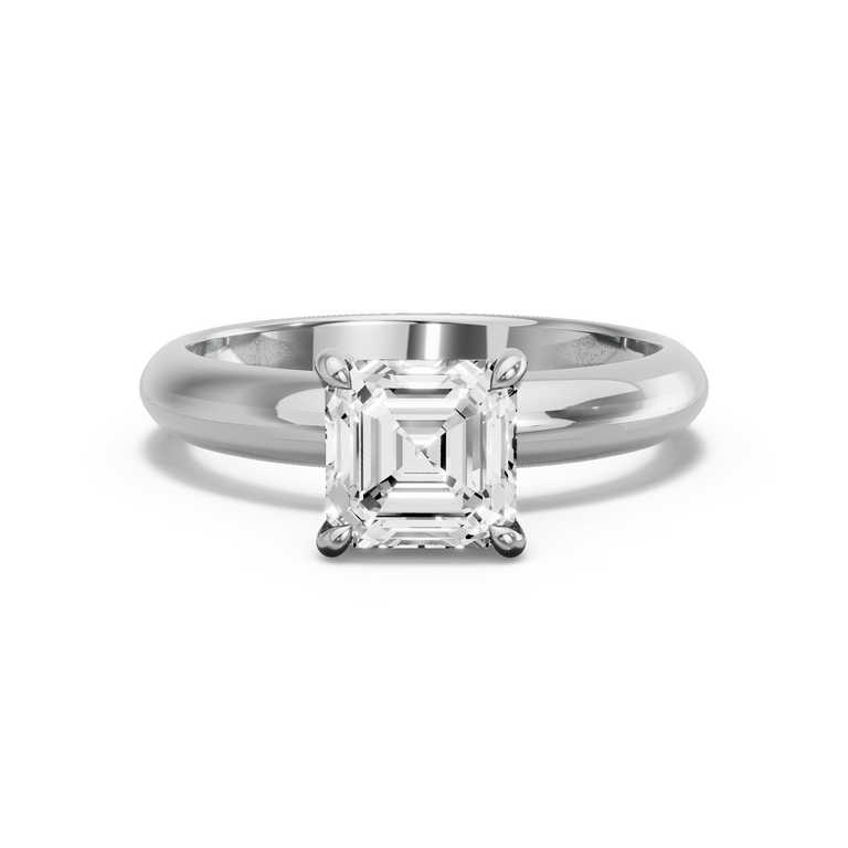 Image for Asscher Hidden Halo Ring with Knife Edge Solitaire band in 18K Two Tone Rose Gold