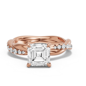 Image for Asscher Hidden Halo Ring with Rope Pave band