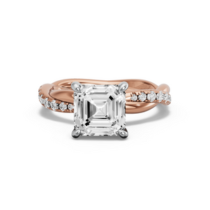 Image for Asscher Hidden Halo Ring with Rope Pave band