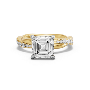 Image for Asscher Hidden Halo Ring with Rope Pave band
