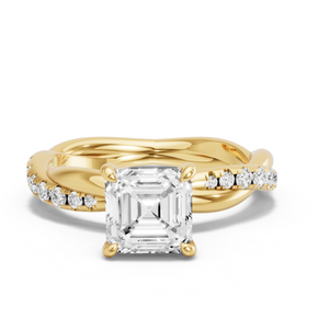 Image for Asscher Hidden Halo Ring with Rope Pave band