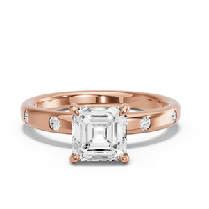 Image for Asscher Hidden Halo Ring with Sleek Accent band