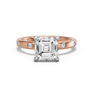 Image for Asscher Hidden Halo Ring with Sleek Accent band