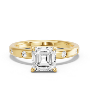 Image for Asscher Hidden Halo Ring with Sleek Accent band