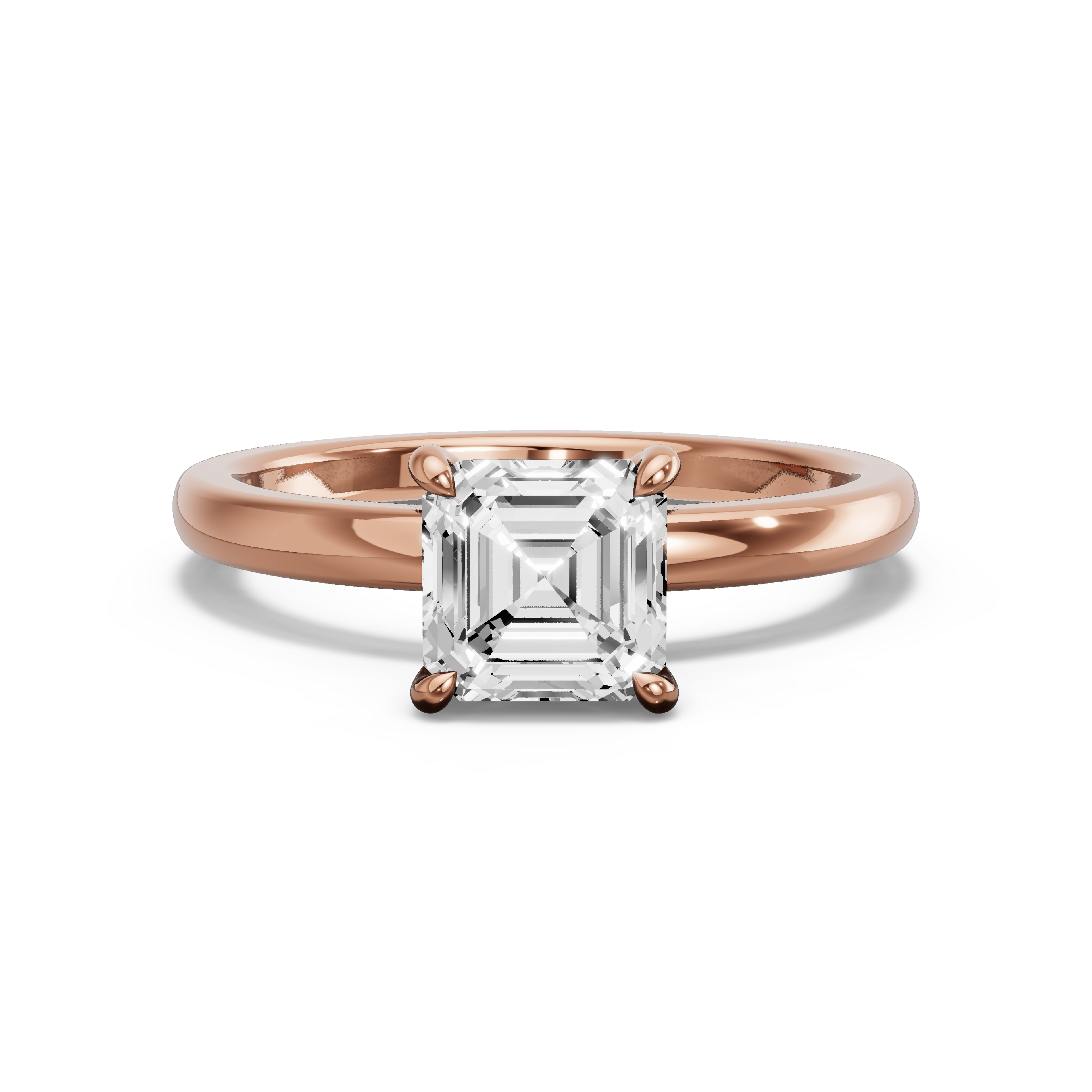 Image for Asscher Hidden Halo Ring with Solitaire band in 14K Yellow Gold