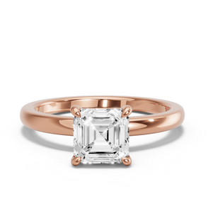 Image for Asscher Hidden Halo Ring with Solitaire band