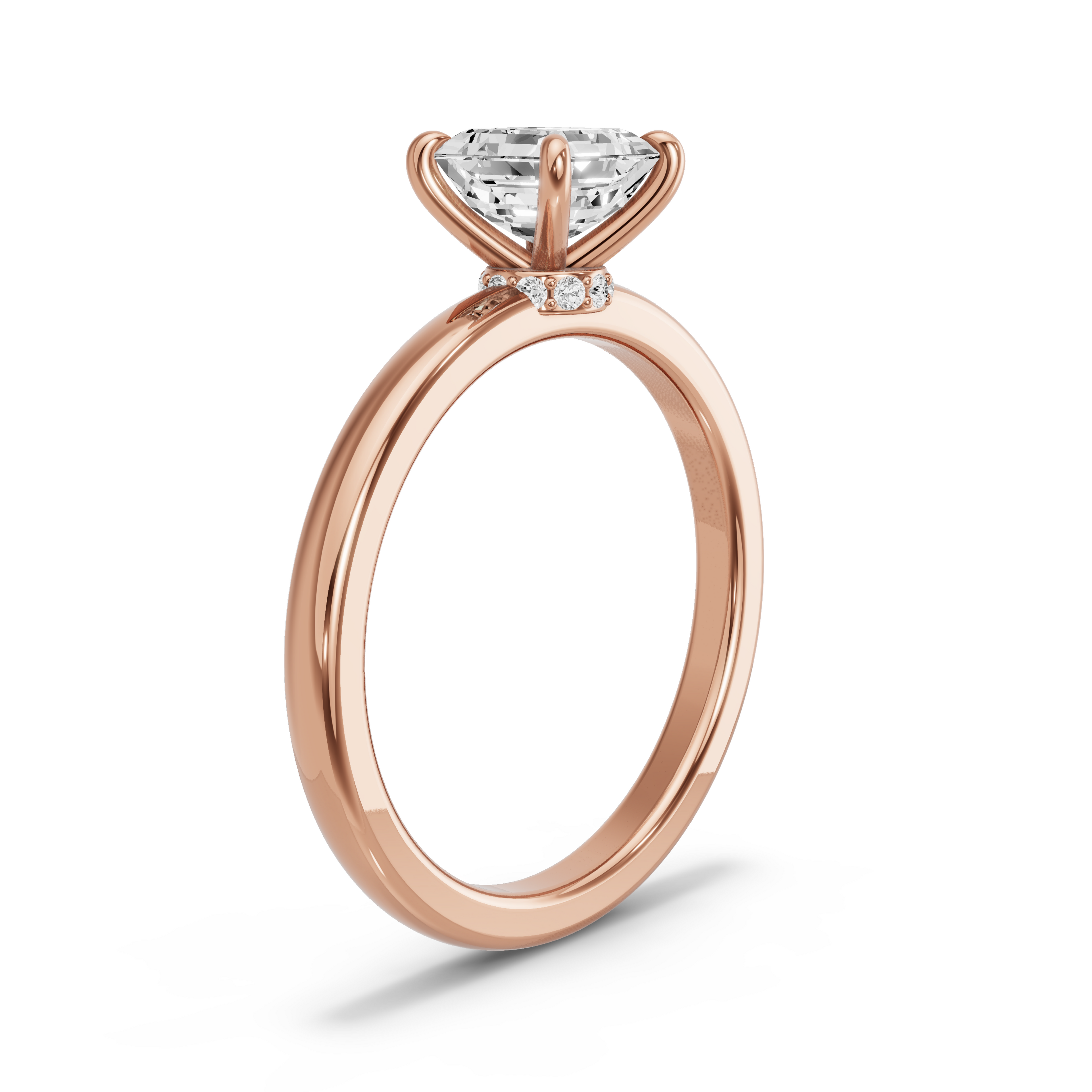Image for Asscher Hidden Halo Ring with Solitaire band in 10K Yellow Gold