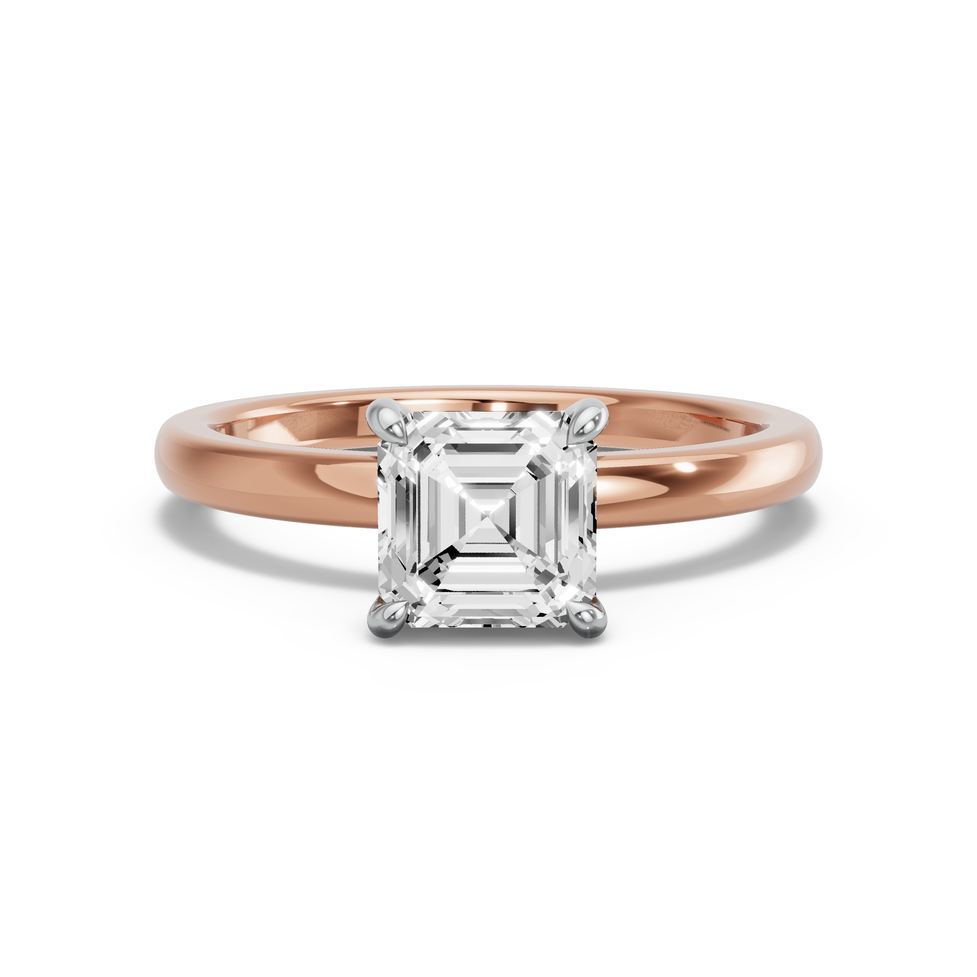Image for Asscher Hidden Halo Ring with Solitaire band in 18K Two Tone Yellow Gold