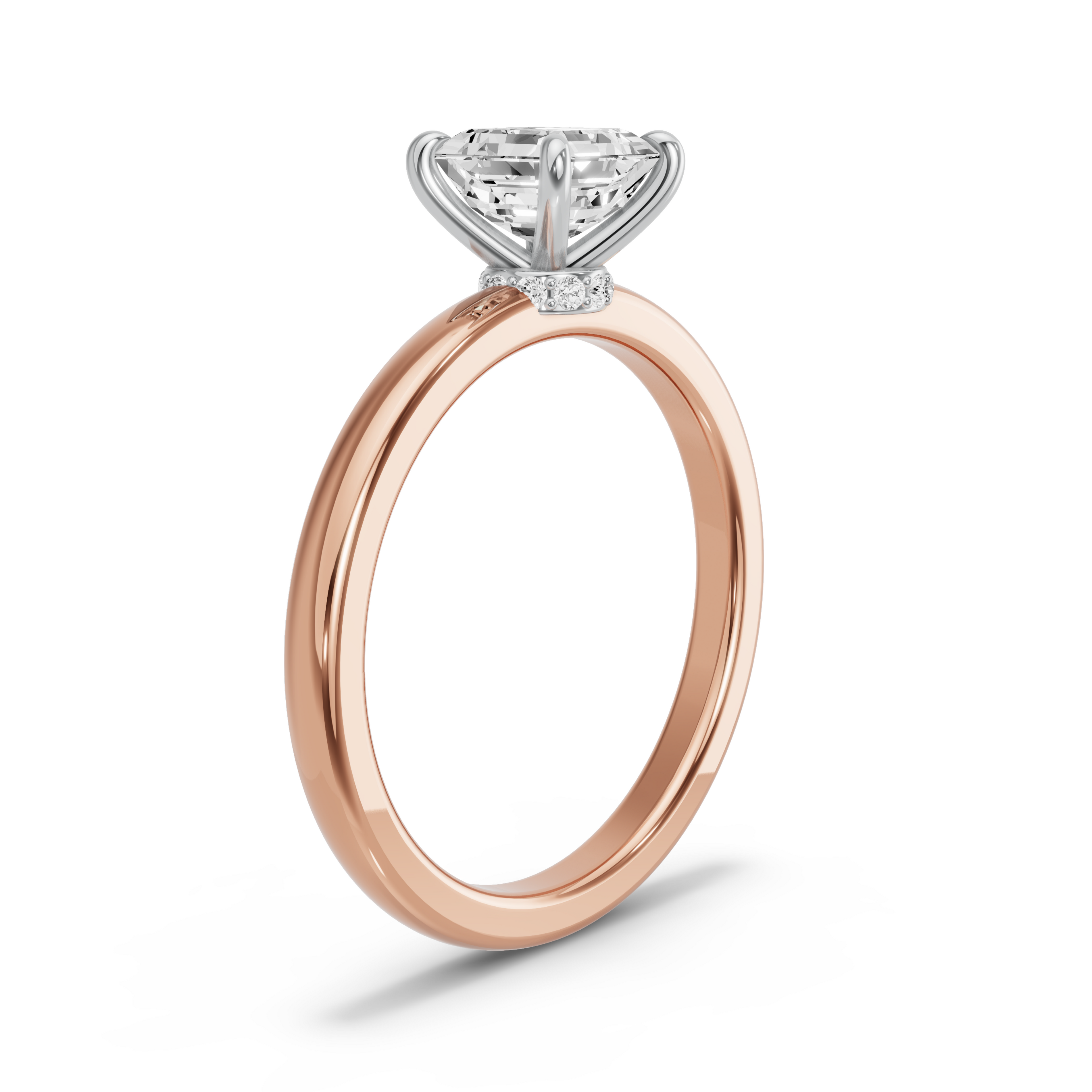 Image for Asscher Hidden Halo Ring with Solitaire band in 18K Two Tone Yellow Gold