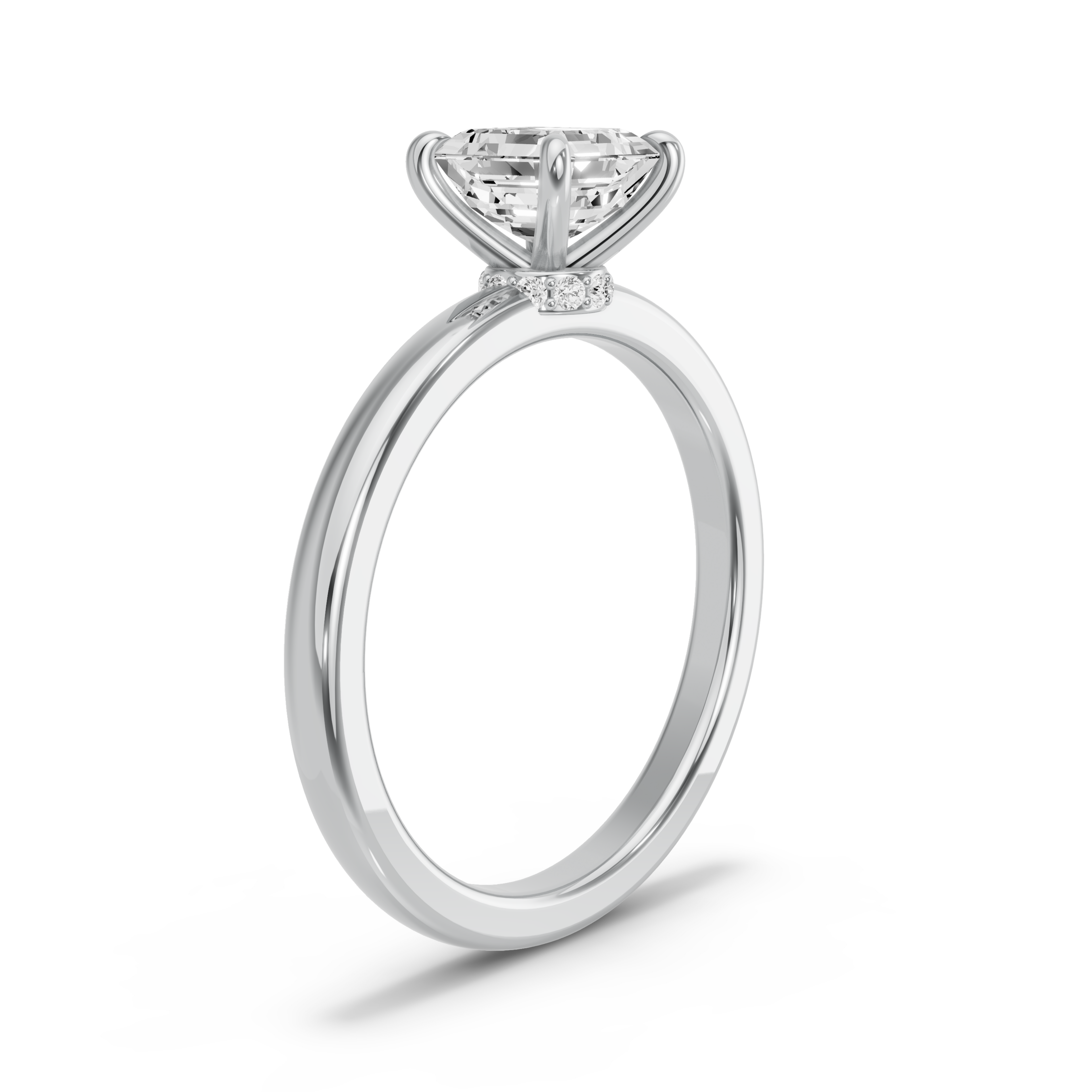 Image for Asscher Hidden Halo Ring with Solitaire band in 18K Two Tone Rose Gold