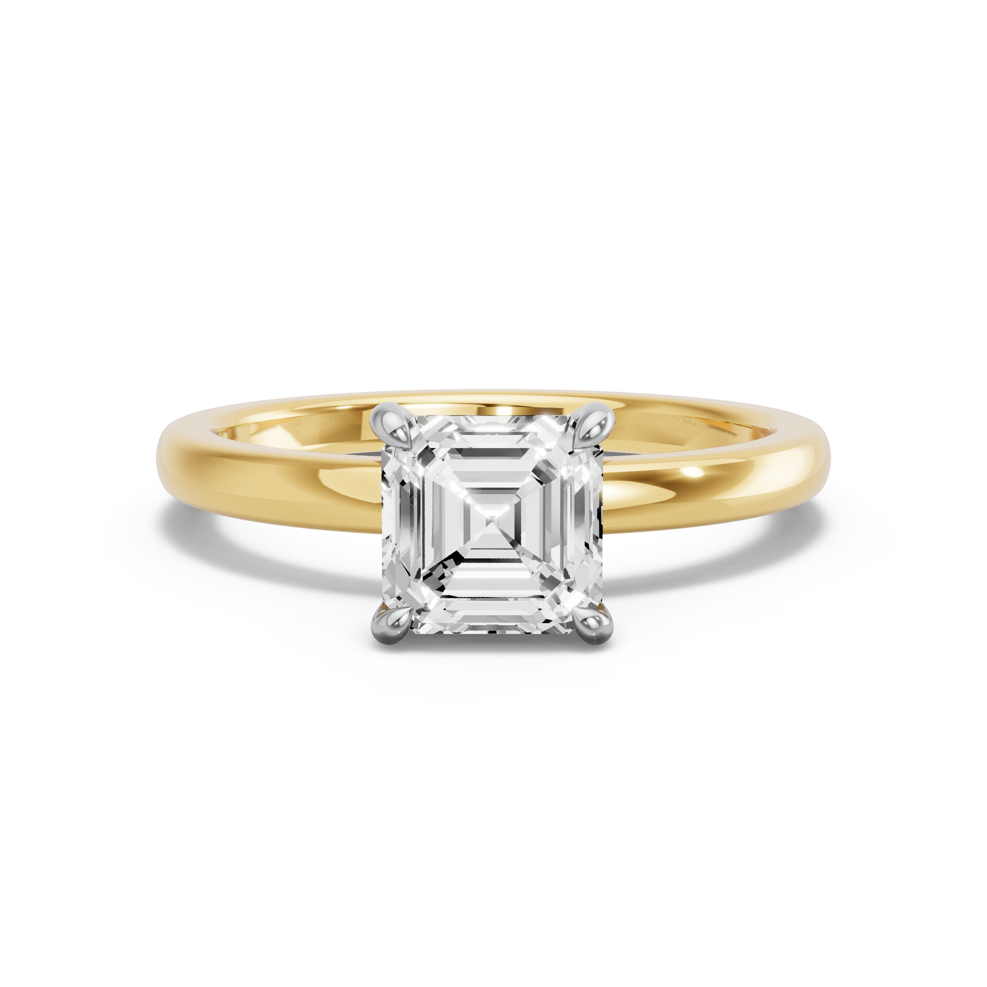 Image for Asscher Hidden Halo Ring with Solitaire band in 10K Rose Gold