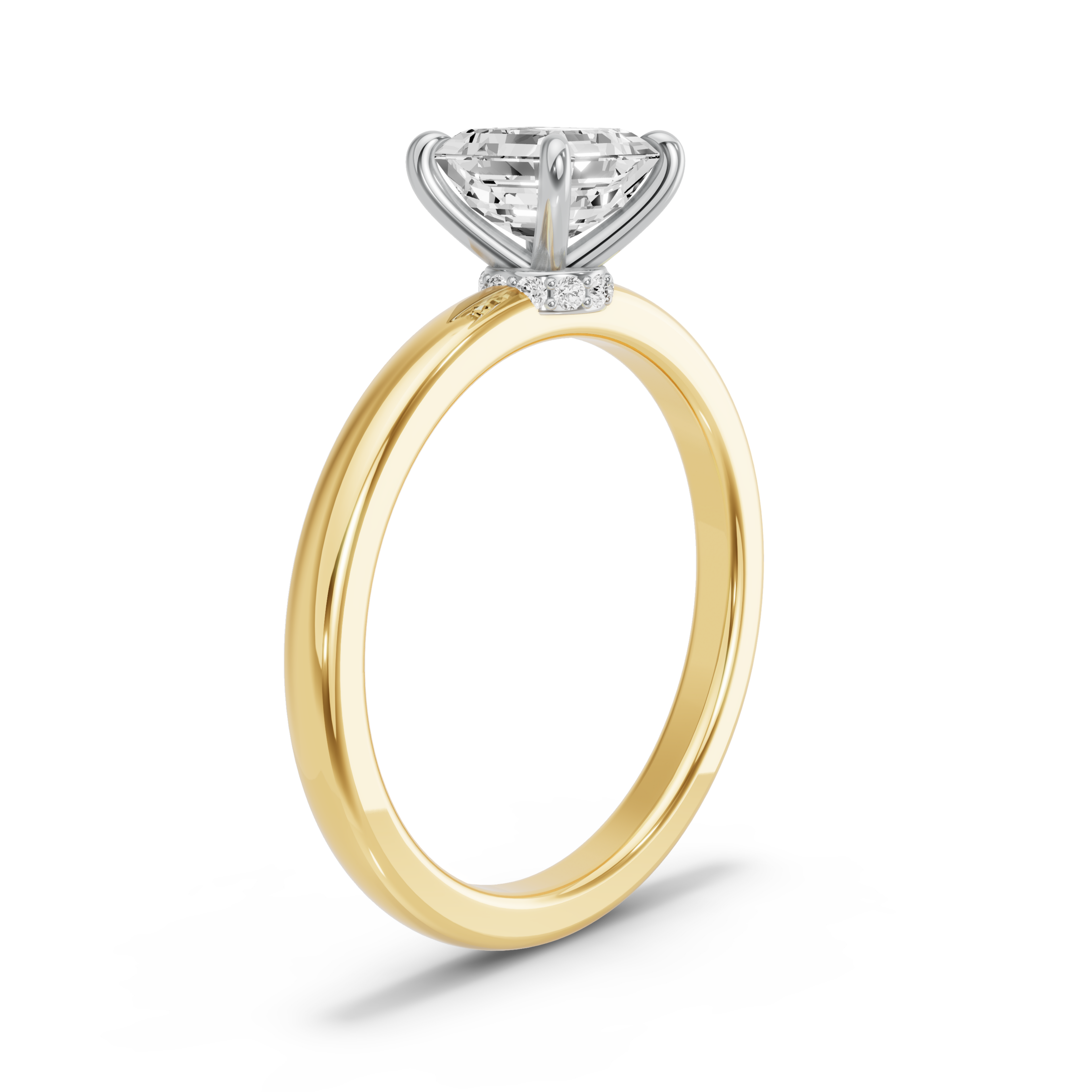 Image for Asscher Hidden Halo Ring with Solitaire band in 10K Rose Gold