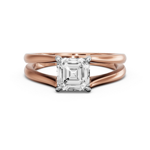Image for Asscher Hidden Halo Ring with Split Ring Solitaire band