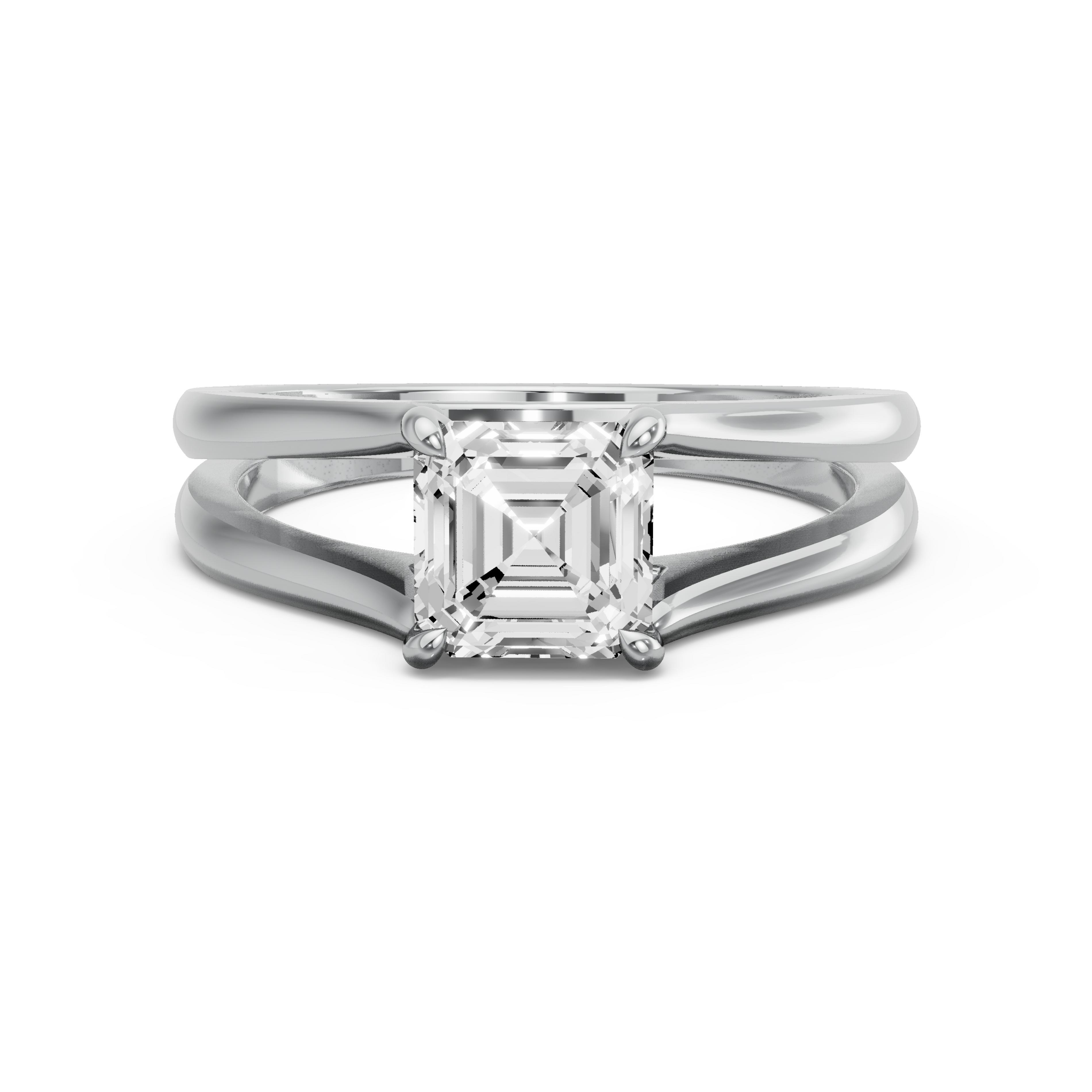 Image for Asscher Hidden Halo Ring with Split Ring Solitaire band in 10K Two Tone Rose Gold