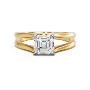 Image for Asscher Hidden Halo Ring with Split Ring Solitaire band