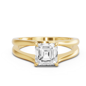 Image for Asscher Hidden Halo Ring with Split Ring Solitaire band