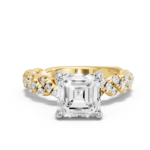 Image for Asscher Hidden Halo Ring with Twist Pave band
