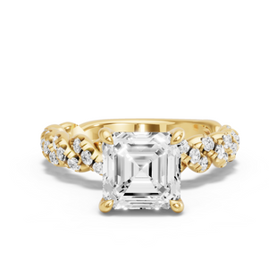 Image for Asscher Hidden Halo Ring with Twist Pave band