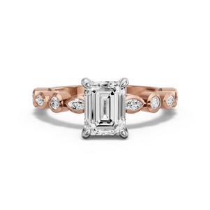 Image for Emerald Hidden Halo Ring with Alternating Marquise band